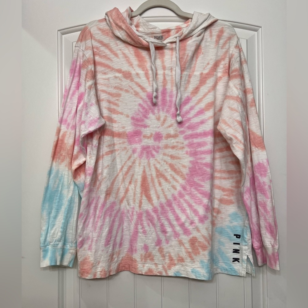 Victoria Secret Pink Hoodie Large Tie Dye Shirt